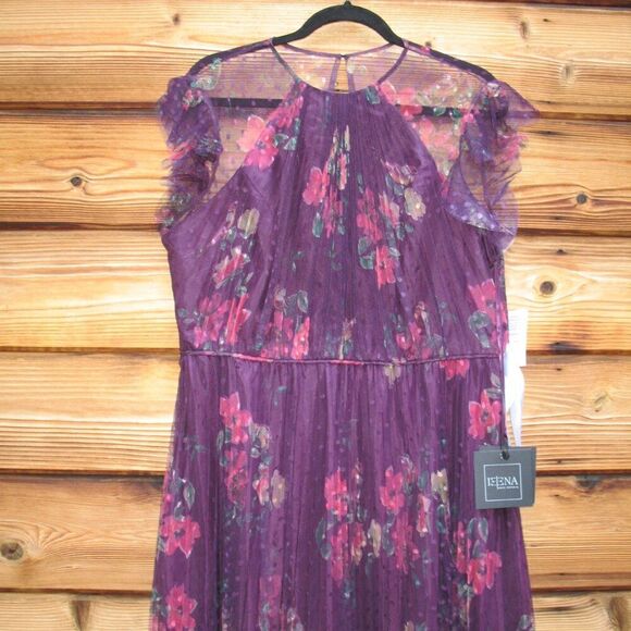 Mac Duggal 2143 Womens FLORAL FLUTTER SLEEVE MIDI DRESS - Picture 12 of 14